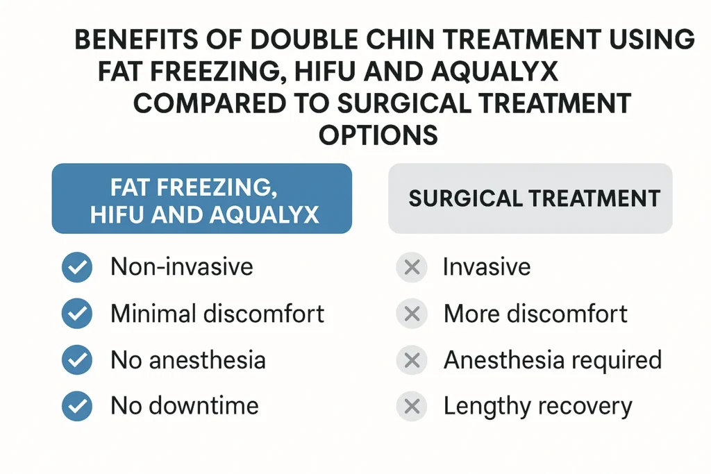 Graphic about the benefits of double chin treatment Redditch - from LA LIPO